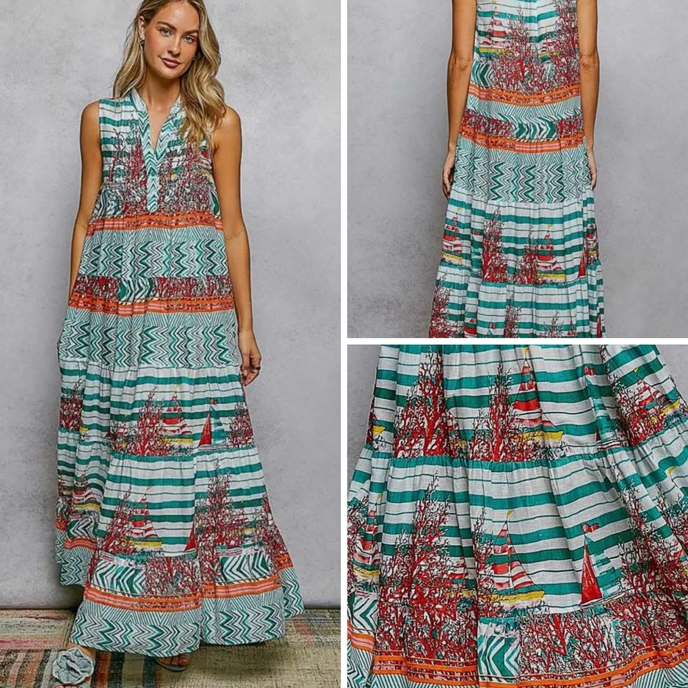 POL Vibrant Striped Maxi Dress